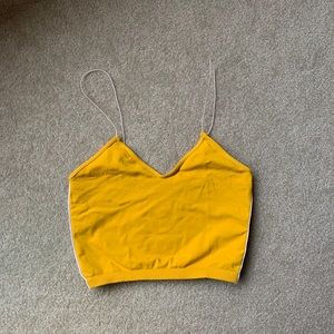 Yellow cropped stretchy tank top